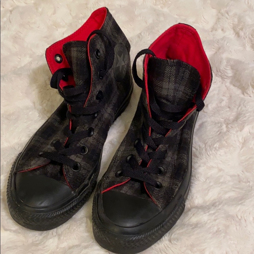 Flannel converse high-tops